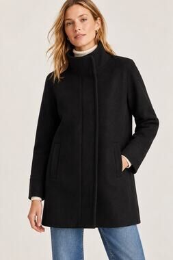 J.Crew City Coat Black Wool Blend Stand Collar Jacket Size 10